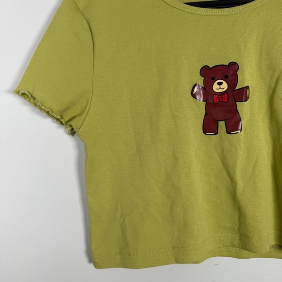 SHEIN teddy bear 🧸 Lime Green Ribbed Top - Picture 3 of 4